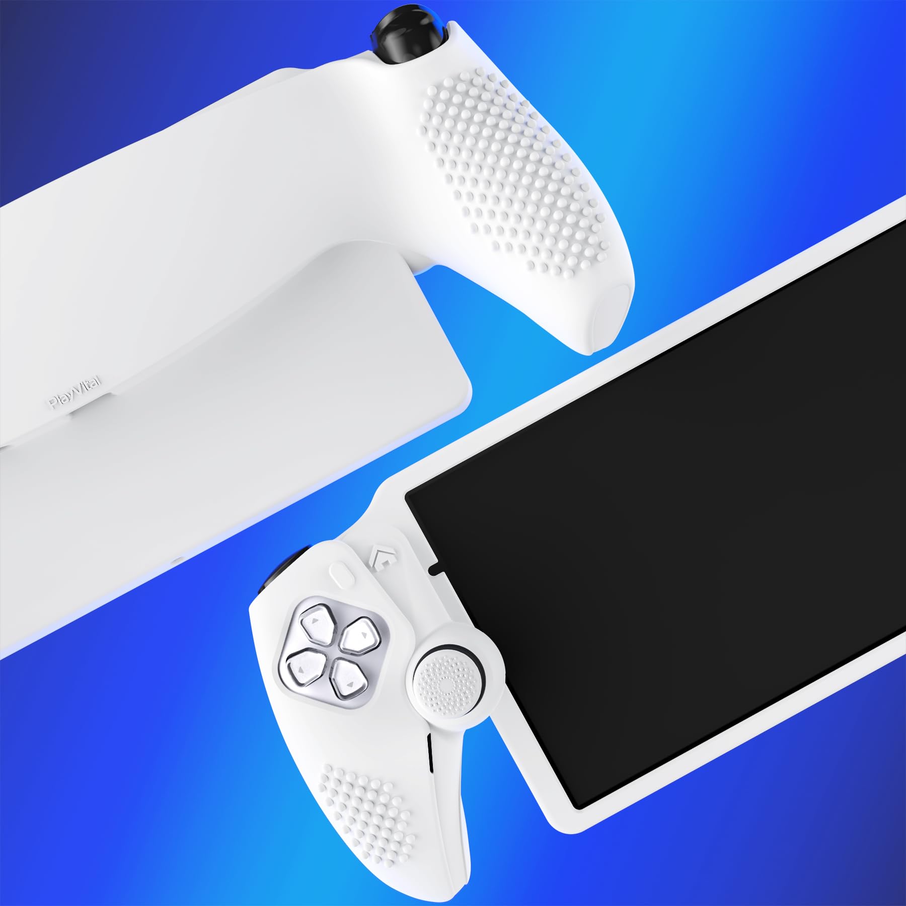 PlayVital Coque pour PS Portal Manatte Accessoire,Housse Protection pour PS Portal Console avec Capuchon Joystick Grip Cover-Blanc