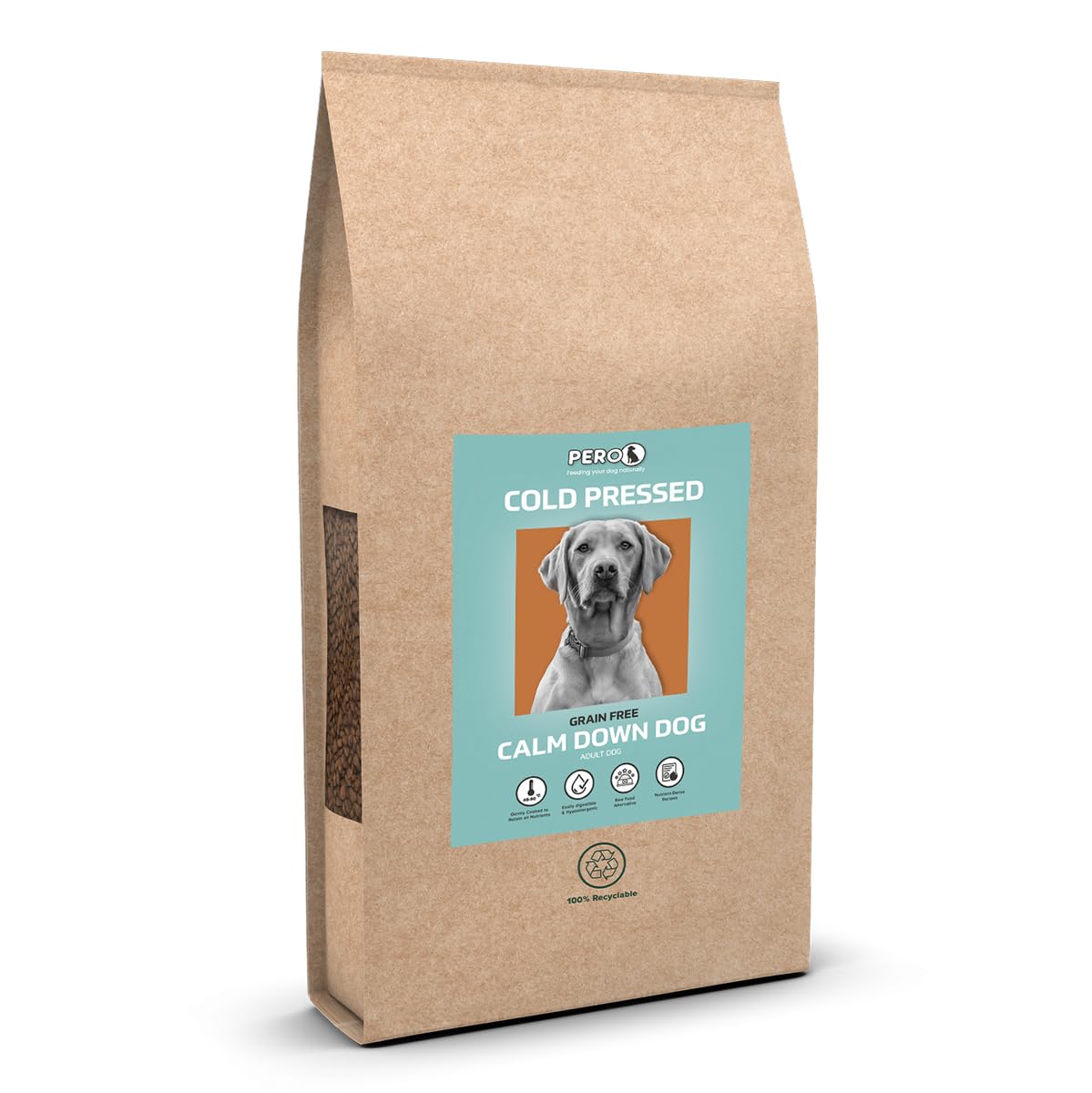 Pero Cold Pressed Dog Food – Calm Down Dog (Grain Free) – 28% Turkey, Calming Herbs, Joint Care & Easy Digestion (12kg)