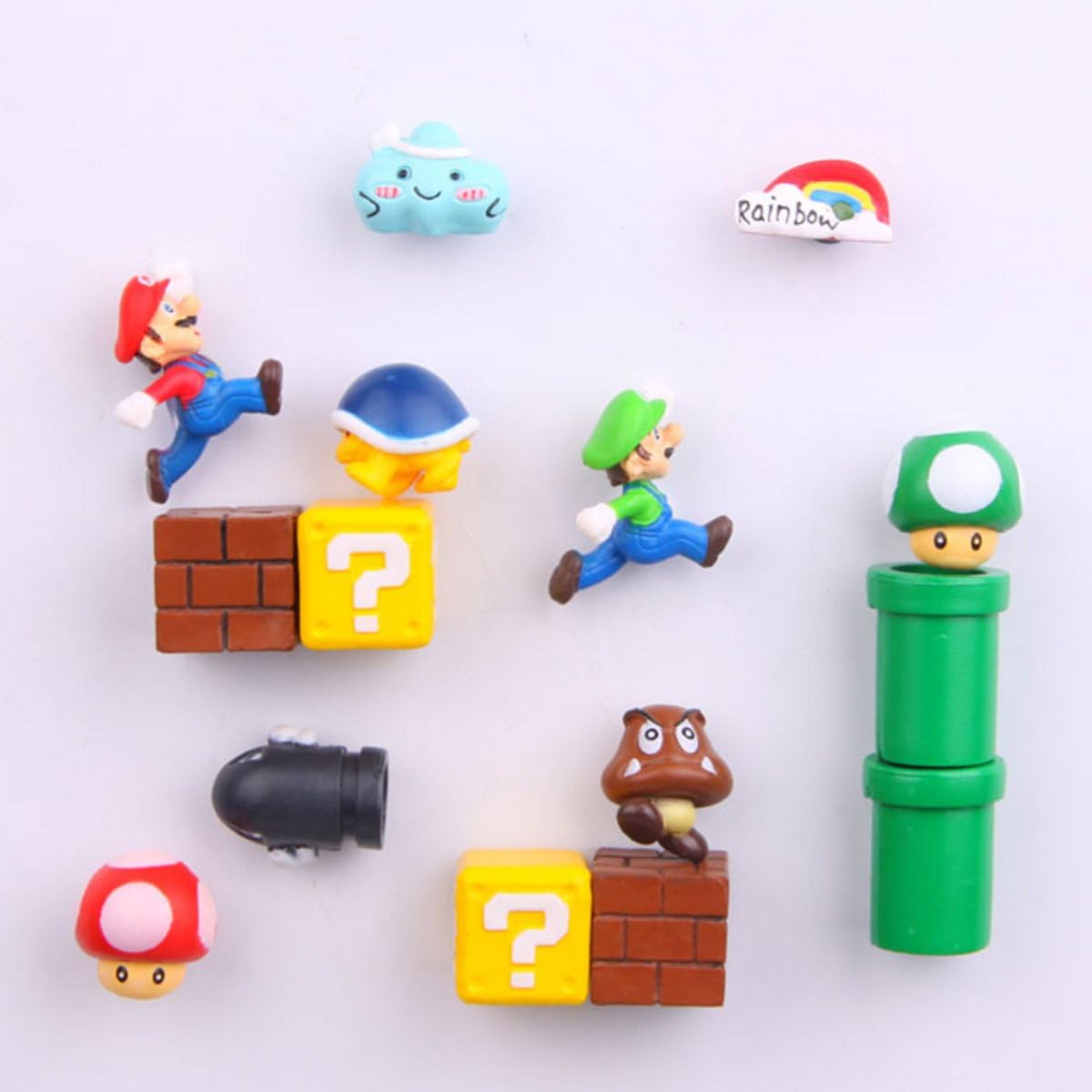 14 Pcs Mario Fridge Magnets Set, Retro Plastic Character-Shaped Magnets, 14 Count, 0.75 x 0.75 inch, Kitchen Kit