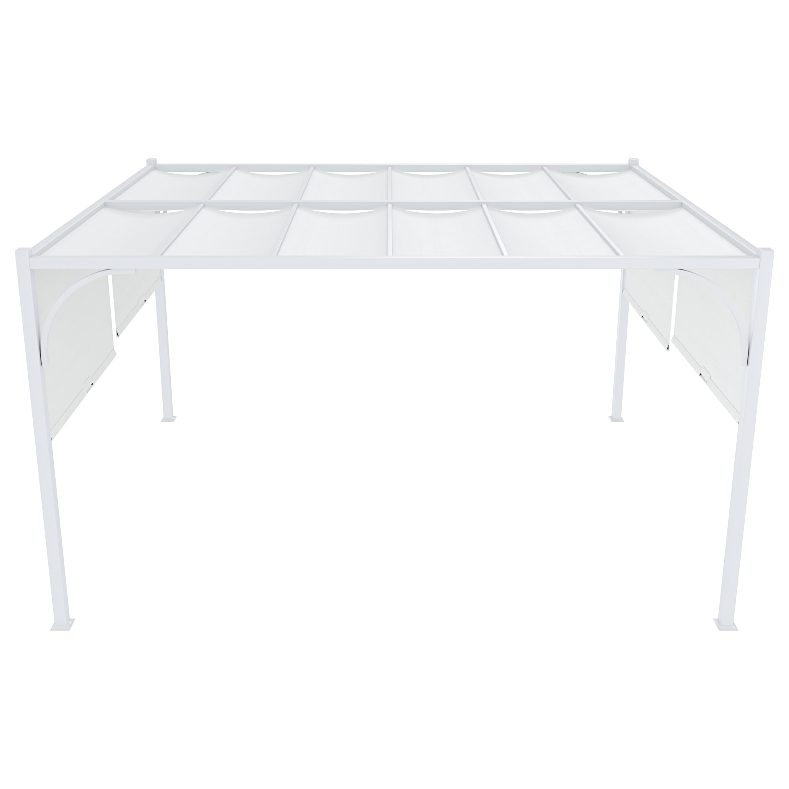 Gazebo Pergola 3x4 M Tetto Scorrevole Telo Bianco Impermeabile Retrattile Struttura Acciaio Bianco Giardino Terrazzo Piscina Esterno Campeggio Design Elegante Moderno