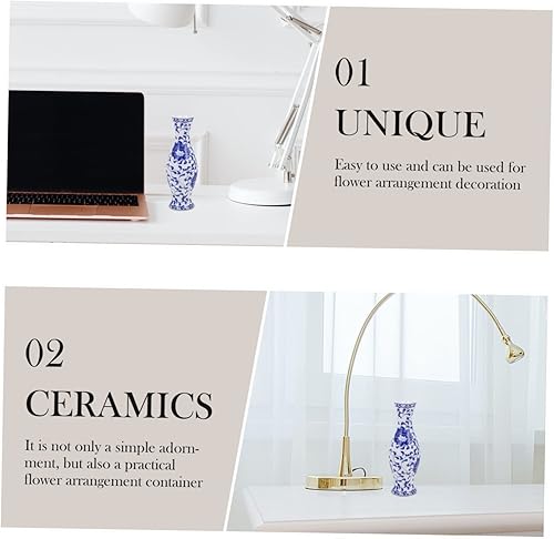 Miniatura 5 de Jarrón de cerámica azul y blanco para plantas, decoración de boda, juego de jarrón de cerámica para plantas, arreglo de flores de interior, florero