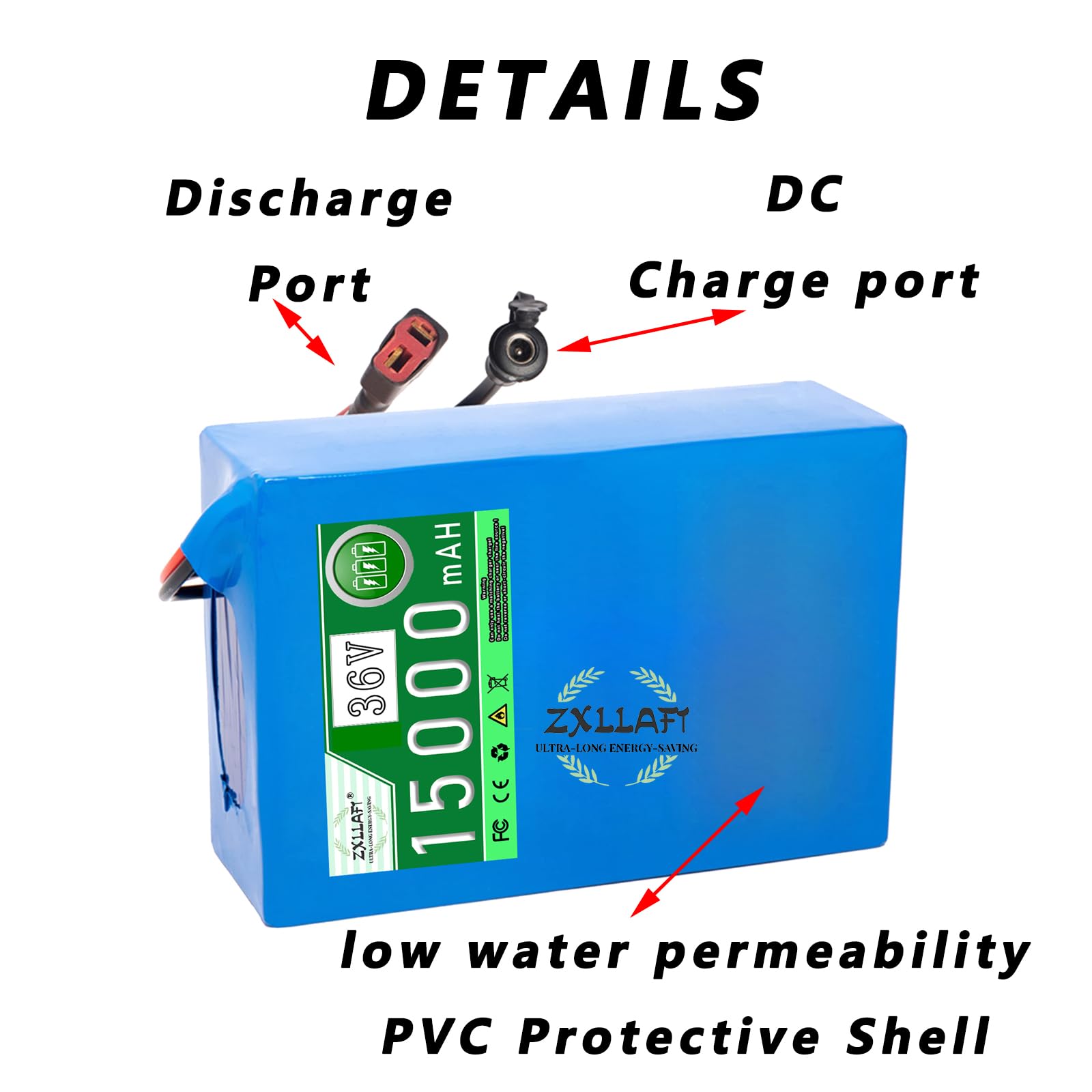 Batería Iones Litio 36 V, 20 Ah, 15 Ah, batería Litio 36 V, batería de Repuesto, 36 V Paquete batería Iones Litio con Cargador y BMS para Motores de 250 W a 750 W,36v15ah t Plug