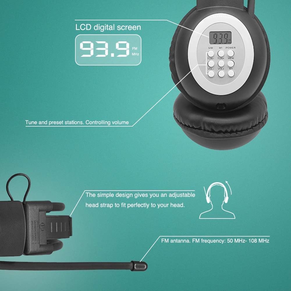 Portable Personal FM Radio Headphones Ear Muffs with Best Reception, Wireless Headset with Built in Radio for Mowing, Jogging, Walking, Daily Works Powered by 2 AA Batteries (Not Included)