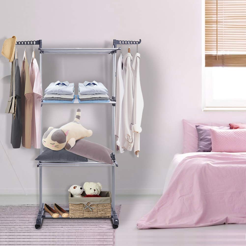 Buy Clothes Horse, Clothes Drying Rack Clothes Airer Indoor on Wheels, Airer Clothes Dryer