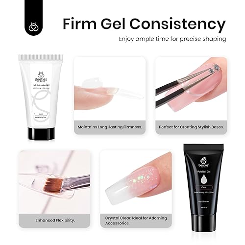Miniatura 3 de Beetles - Gel de uñas de polietileno sin hema, 2.16 oz, gel de extensión de uñas transparente que fortalece naturalmente el arte de larga duración,
