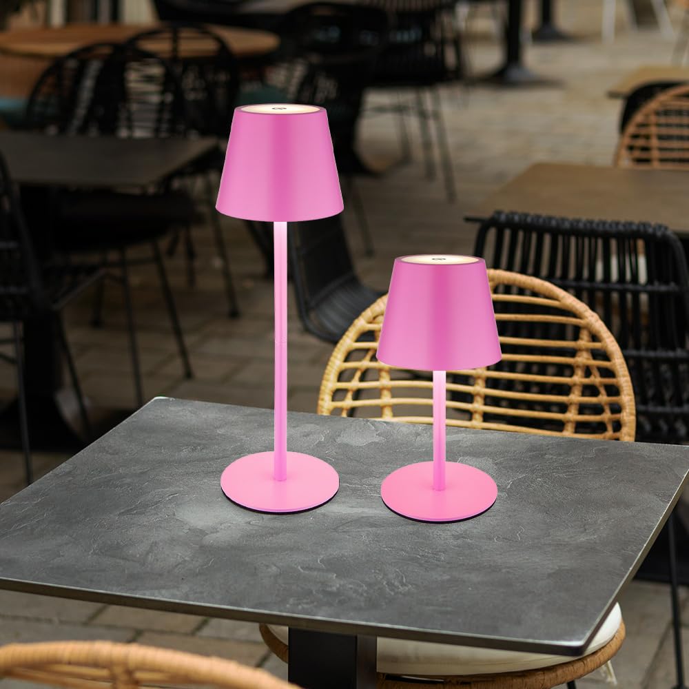 Außenleuchte Tischlampe Akku Tischleuchte Touchdimmer Flaschenaufsatz CCT, pink, USB-C, LED 3W 200Lm warm-kaltweiß, DxH 11,5x36 cm