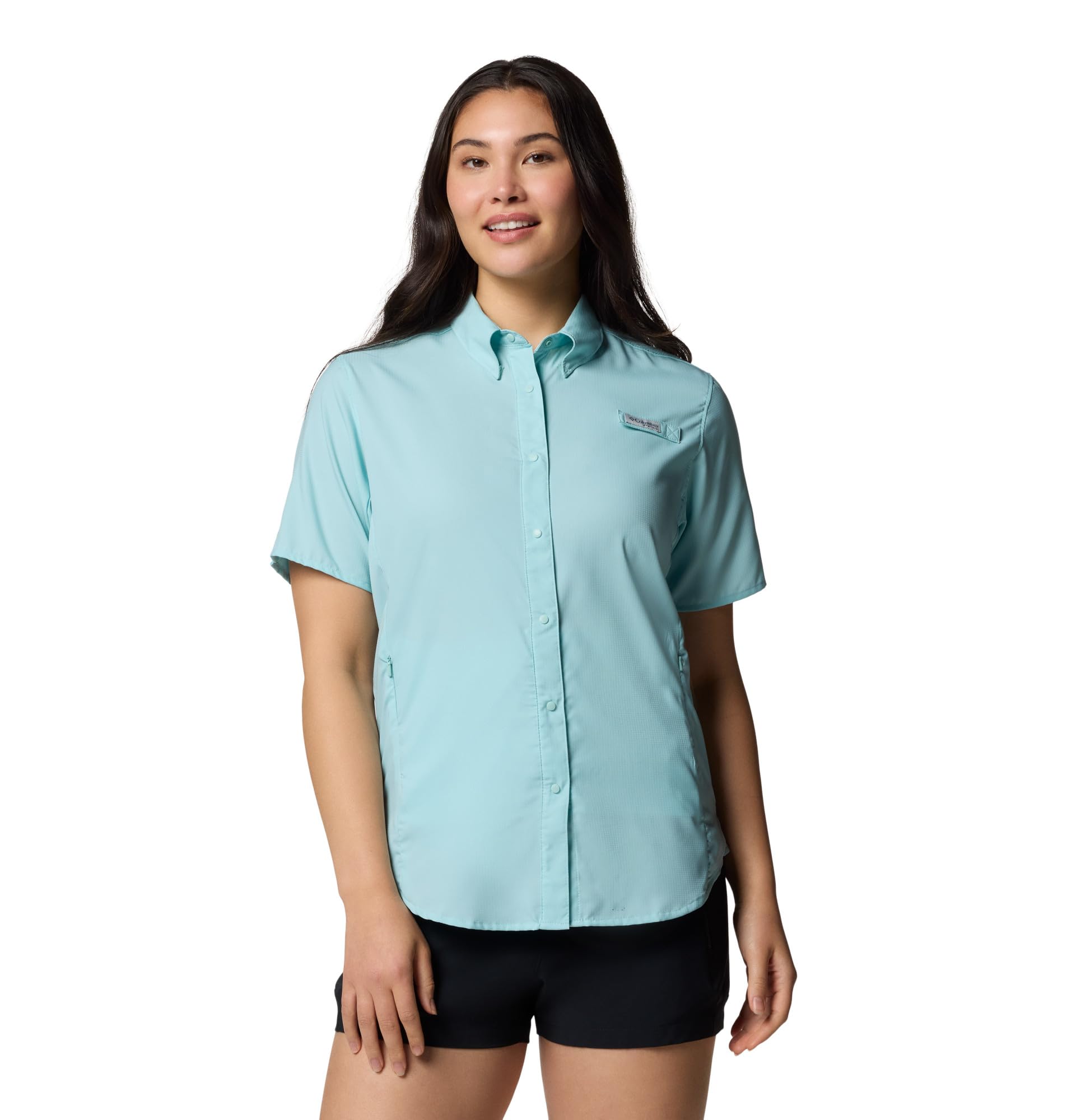 Columbia Women's PFG Tamiami II Short Sleeve Shirt, Spray, L