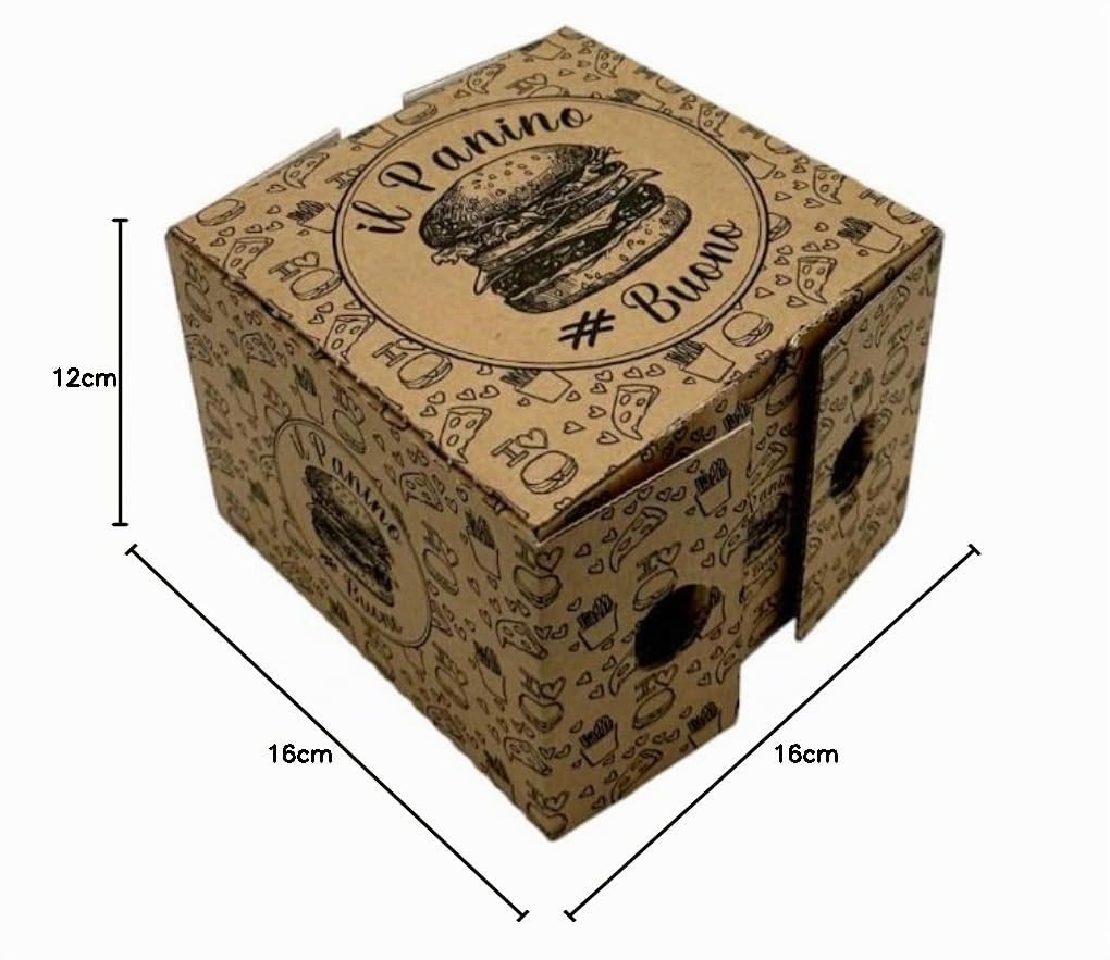 box burger 16x16 contenitore panino box humburger food delivery 100 pezzi cf carta