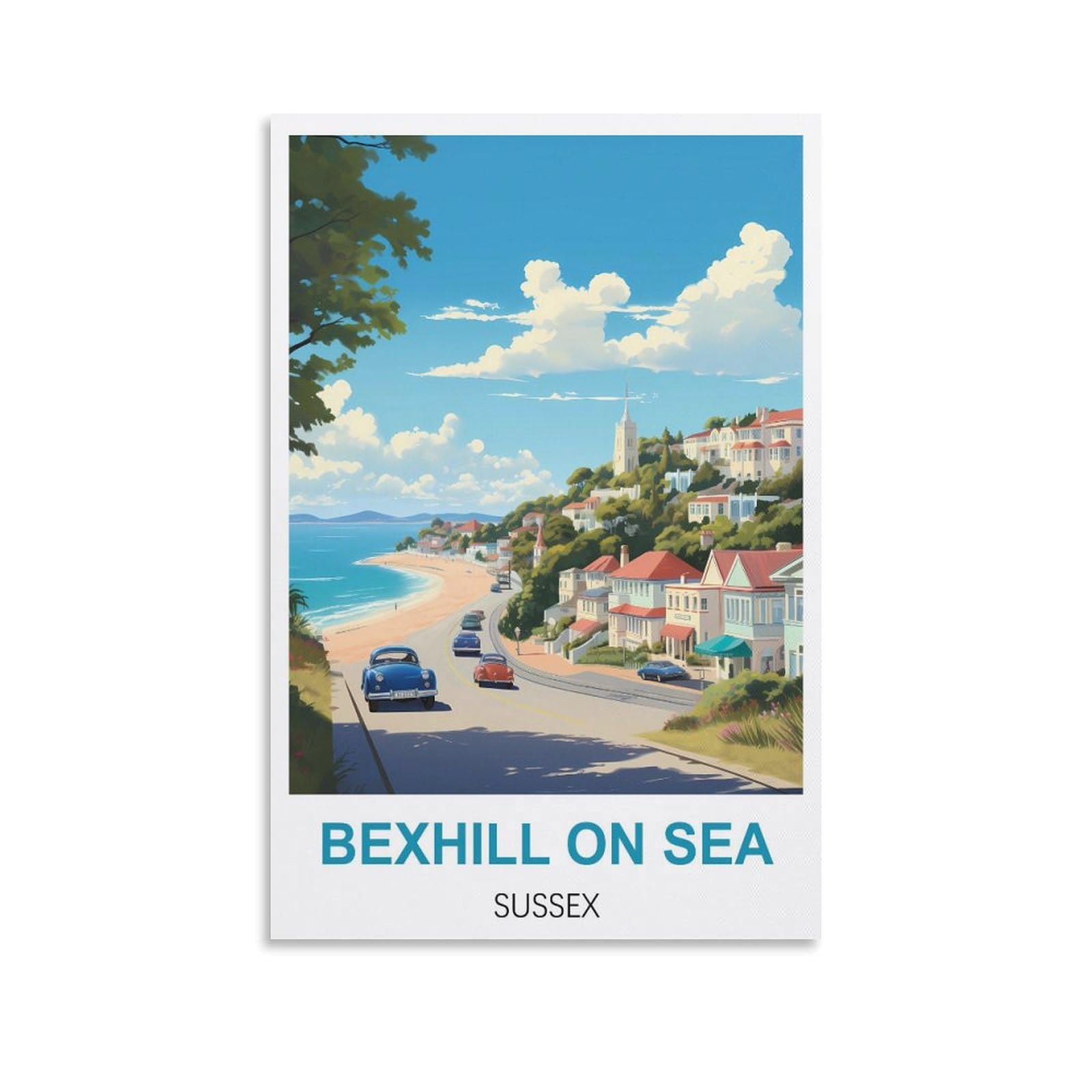 Vintage Metal Tin Signs,Bexhill on Sea Sussexs,Vintage Metal Tin Sign Inspirational Retro Art Poster for Home Office, Cafe Bar Wall Decor 15x30cm