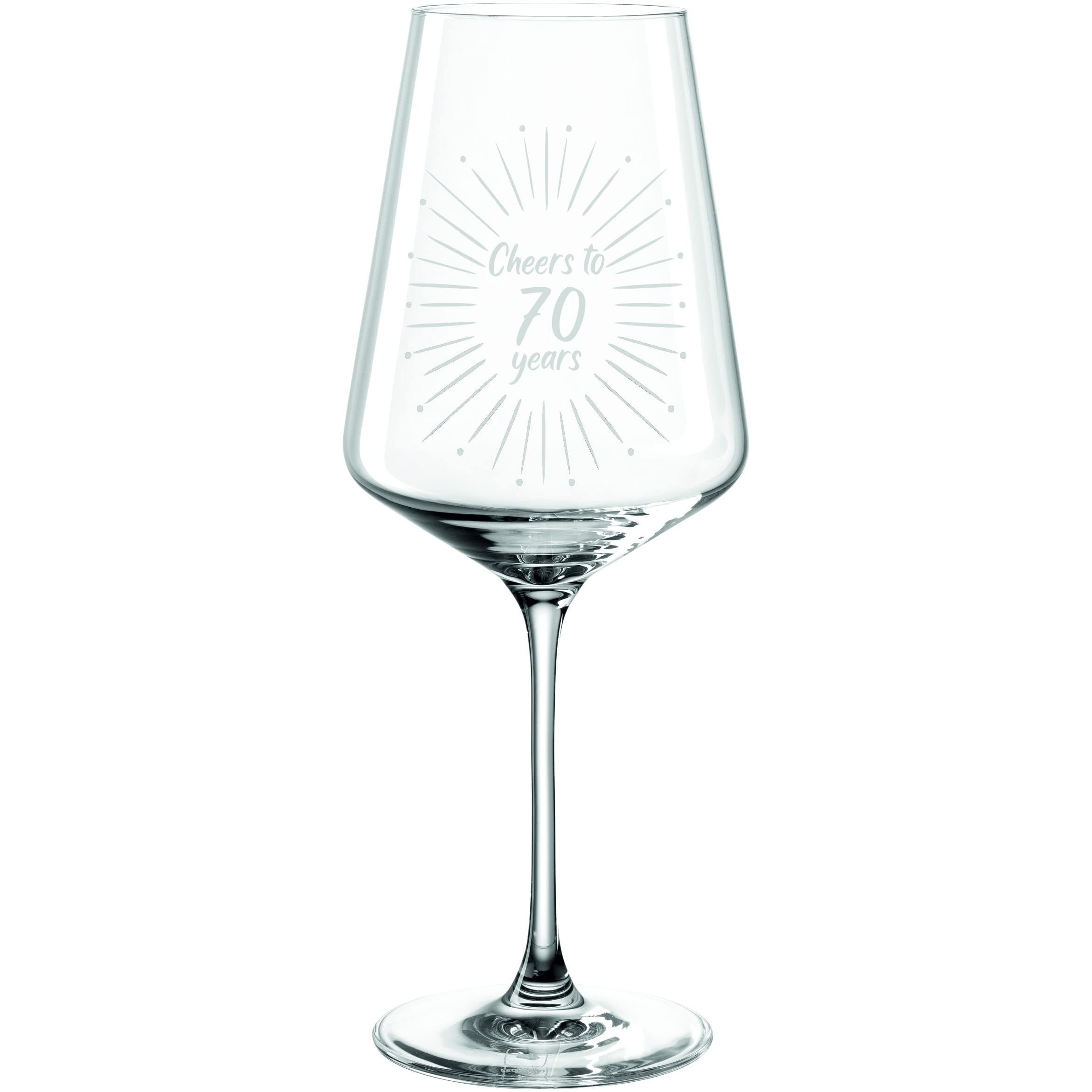 Verre à vin 70 ans Leonardo Puccini gravé de 560 ml pour célébrer un anniversaire