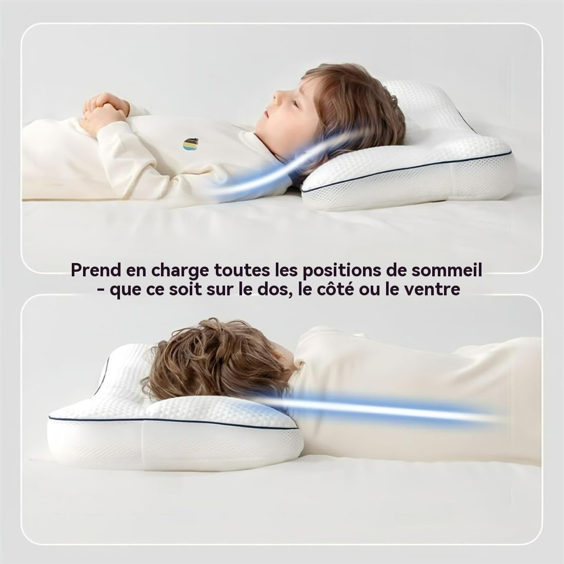 Oreiller Ergonomique Enfant Mémoire de Forme – Soutien Cervical & Sommeil Réparateur – Hypoallergénique, Anti-Acariens & Housse Lavable – Idéal pour Lit, Sieste, Voyage, Filles & Garçons 3-10 Ans