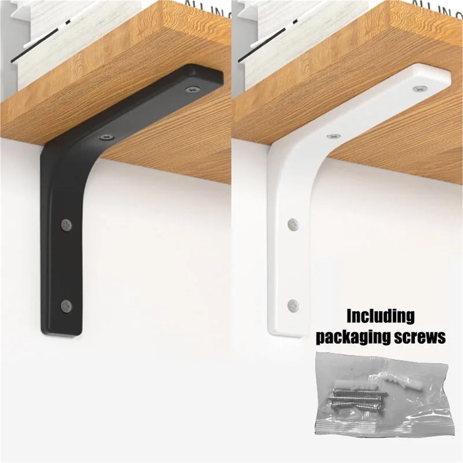 Escuadras Metalicas Estantes flotantes de pared en blanco y negro acero inoxidable con soporte herrajes for el hogar(White-A,8pcs)