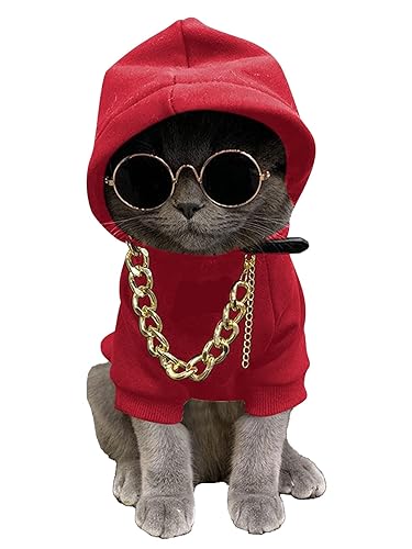 QWINEE 3Pcs Dog Hoodie Cat Apparel Dog Custume Set with
