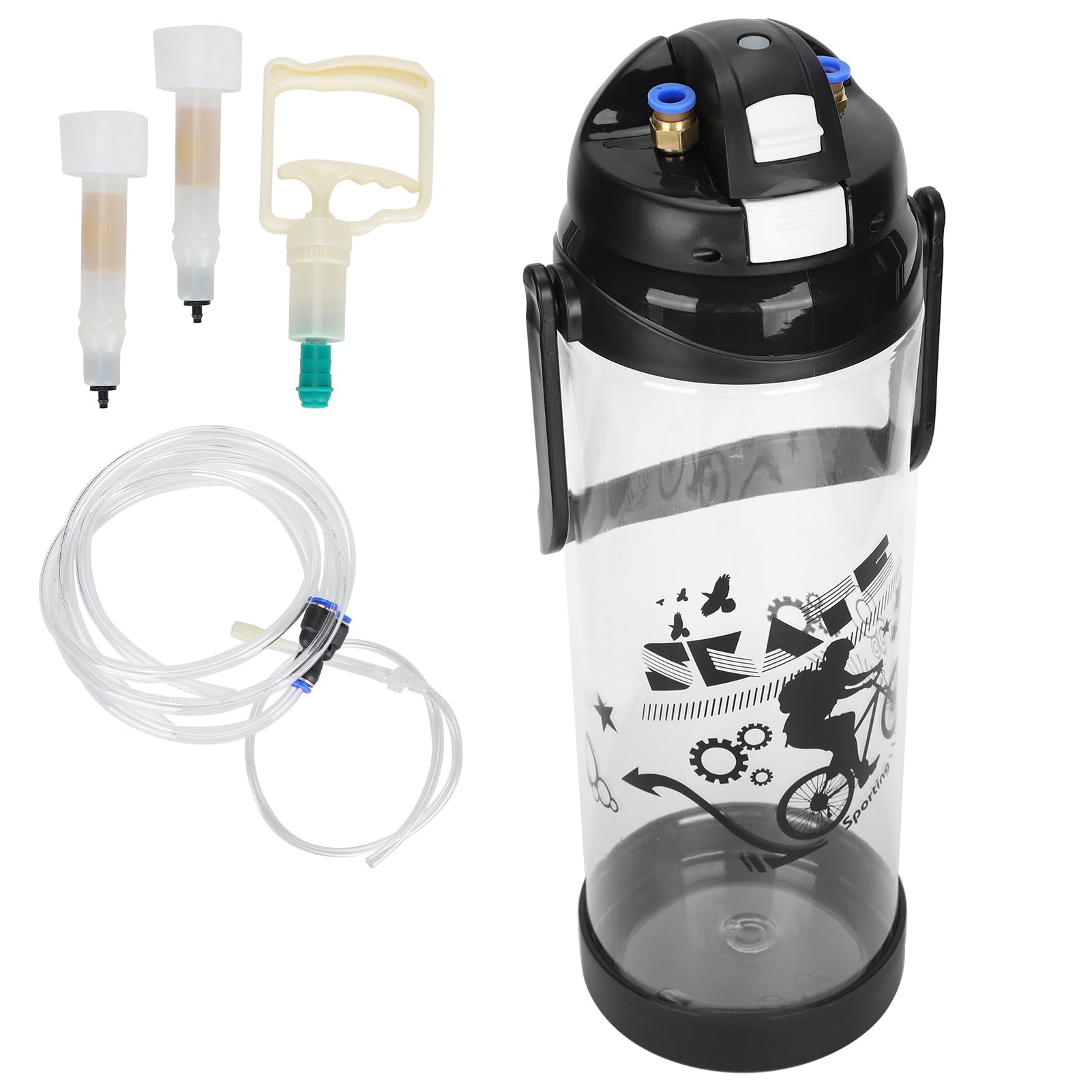 Fockety Machine à traire Les chèvres, Trayeuse Manuelle 3L à Double tête en Plastique, trayeuse Domestique, Seau avec Pompe à Vide réglable, matériel de traite pour Moutons et Vaches (tête Double)
