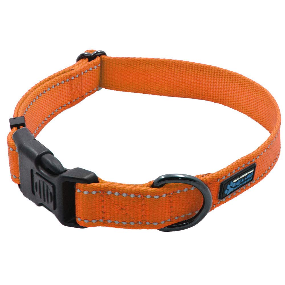 Max and Neo NEO Nylon Buckle Reflective Dog Collar - Medium, Orange
