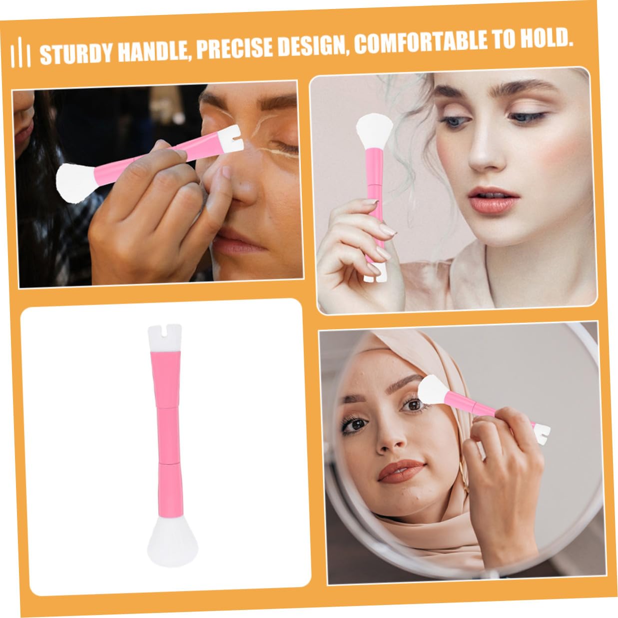 2pcs Dual-end Nose Contour Brush and Concealer Brush for Women Portable Pink Makeup Set with Loose Powder Applicator for Precise Facial Contouring and Foundation Blending