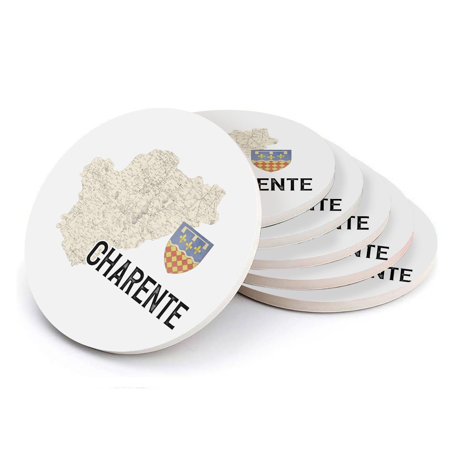 Dessous de verre Charente en céramique pour un apéritif convivial, set de table carte Angoulême
