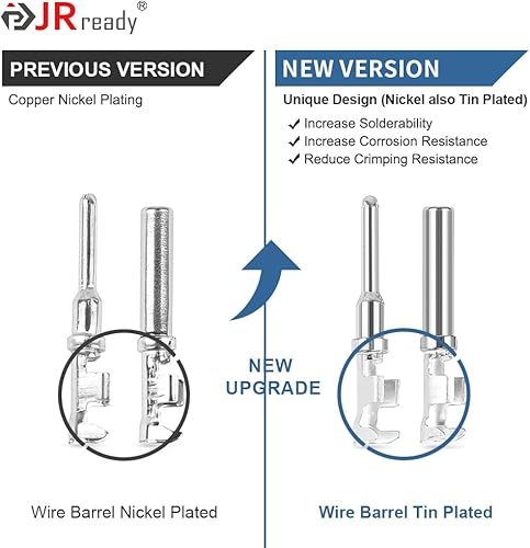 Miniatura 5 de JRready ST6441 Deutsch Kit de contacto, pasador estampado Deutsch, kit de contactos de barril abierto Tamaño 12 16 20 pines macho y enchufes hembra