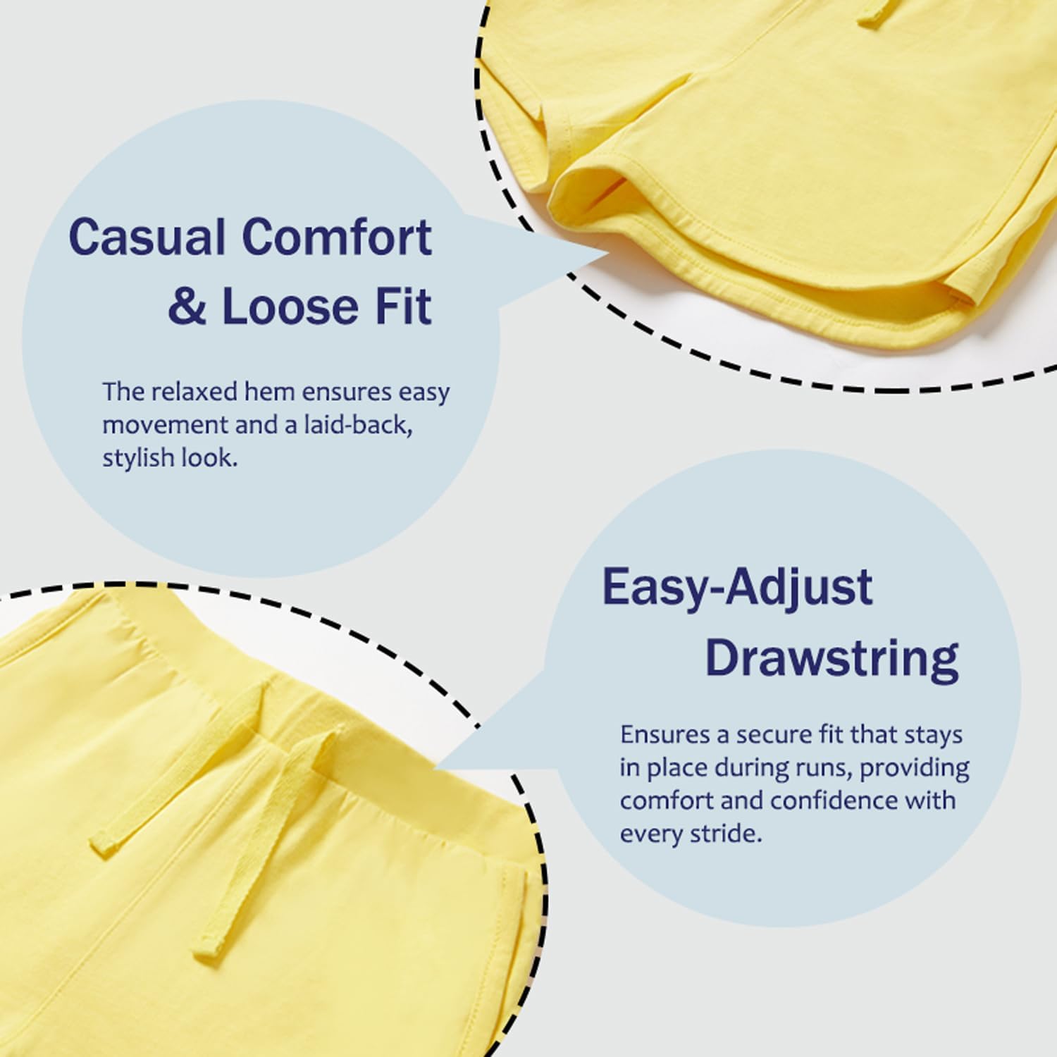 Kid Nation Girls Athletic Shorts Cotton Girls Running Shorts with Pockets Drawstring Kids Soccer Gym Workout Sports Active Shorts Yellow 3-4 Years - Image 4