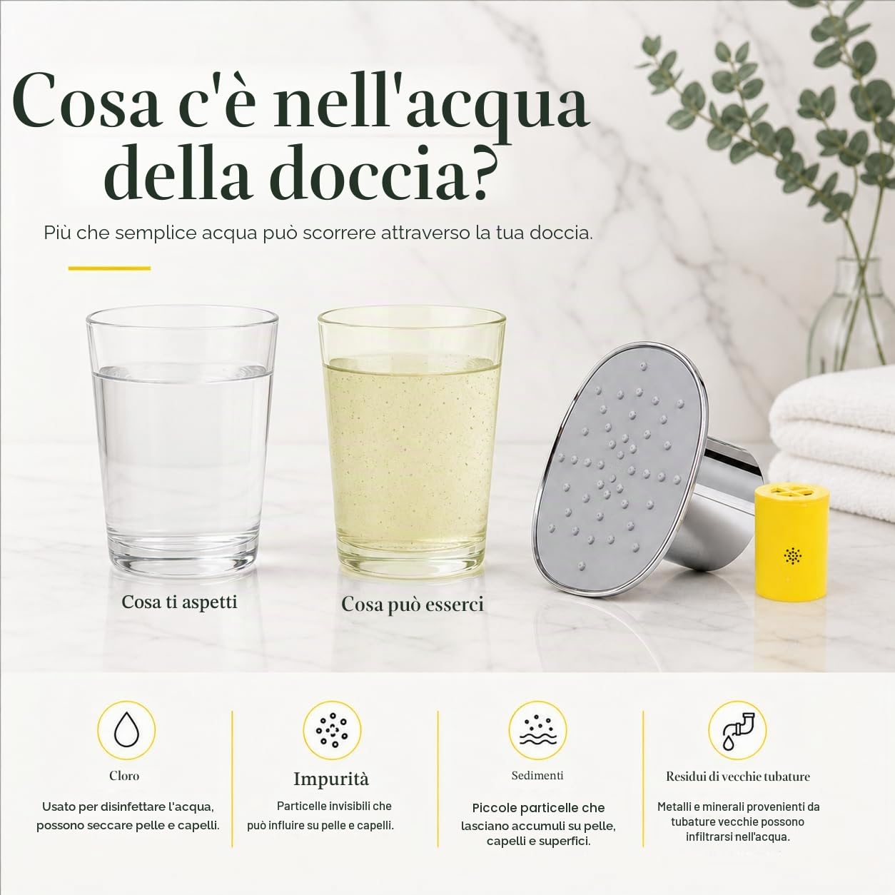 Afina Soffione doccia filtrato | Doccia ad alta pressione - Riduce prurito secco, forfora e eczema, migliorando pelle, capelli e unghie (nickel)