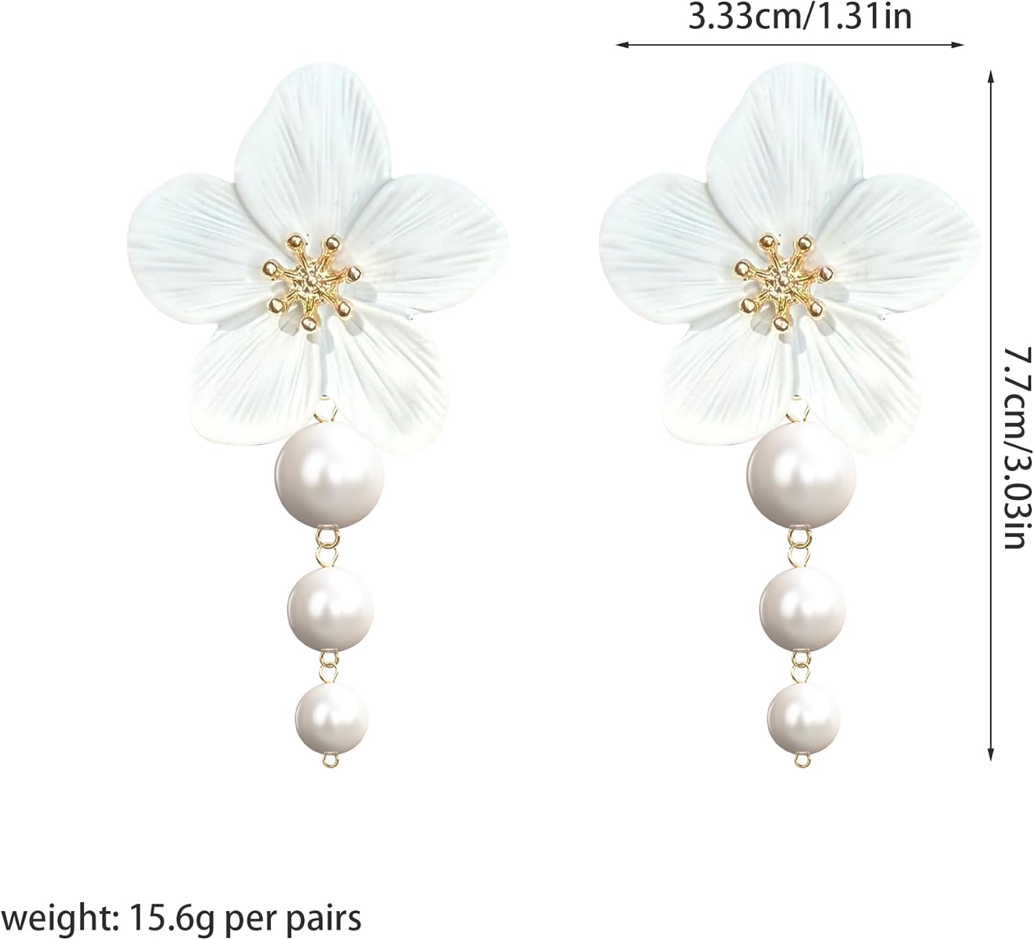 GBAHFY Pearl Petal Floral Earring For Women Statement Flower Dangle Earrings Trendy Jewelry - Image 5