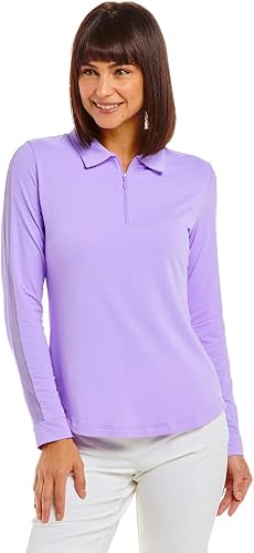 Miniatura 7 de IBKUL - Polo de manga larga para mujer con protección solar UPF 50 panel exterior de malla  86000 Lime Solid XS