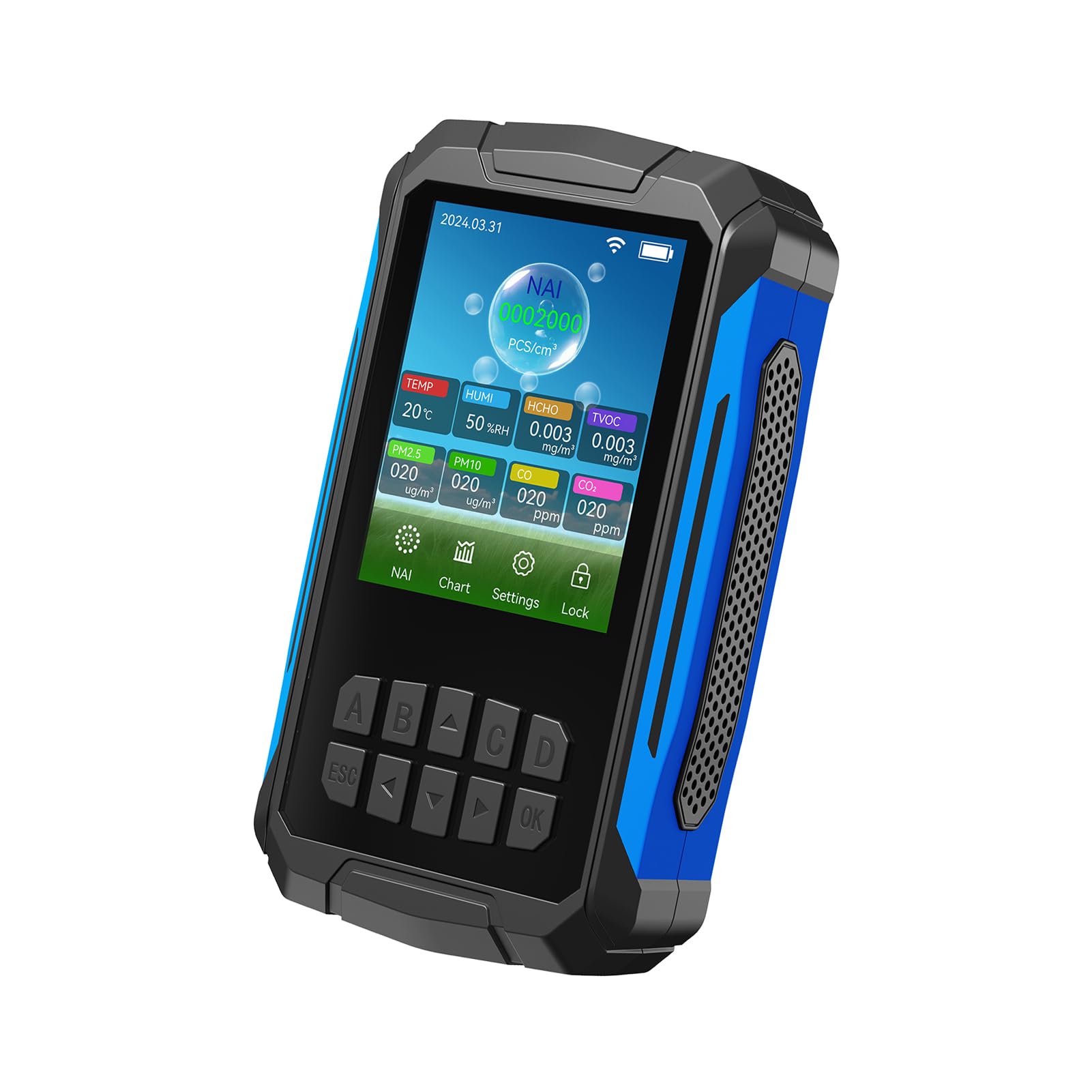 Jeffergarden Monitor della qualità Dell'aria 10 in 1 Tester della qualità Dell'aria Interna Rilevatore della con Concentrazione di Ioni Negativi PM2.5 PM10 CO2 TVOC Umidità (BLACK)
