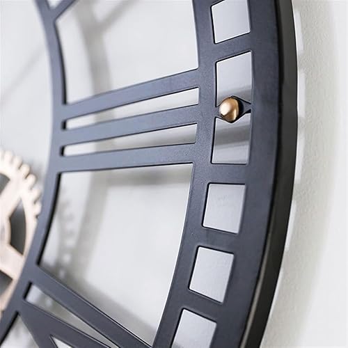 Miniatura 5 de Reloj de pared de estilo industrial, reloj de pared decorativo de hierro forjado, moderno, simple, silencioso, retro, con forma de engranaje,