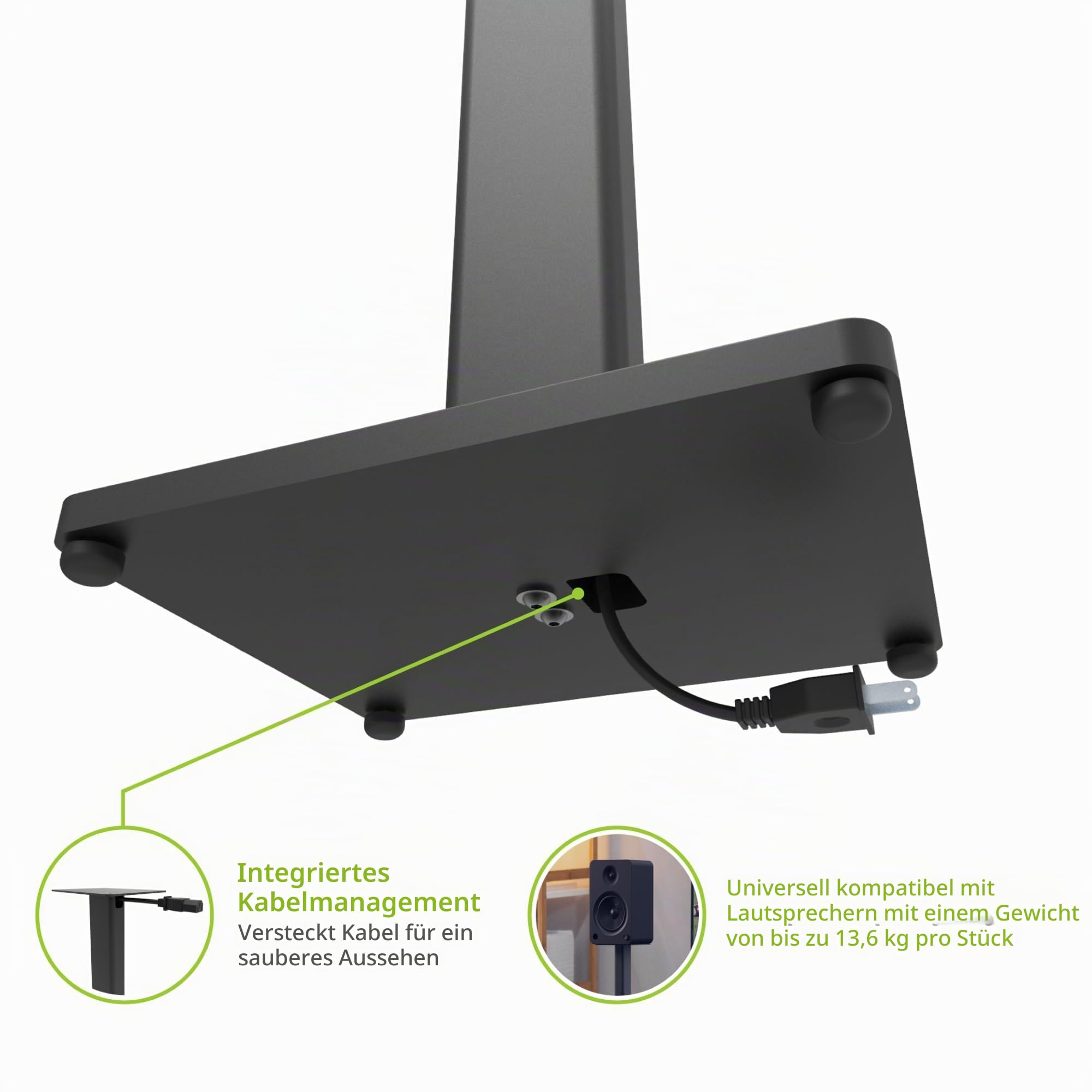 Kanto ST28 28" Universal Floor Speaker Stands for Bookshelf Speakers up to 13.6 kg | Pair | Black Steel w/Black MDF Base