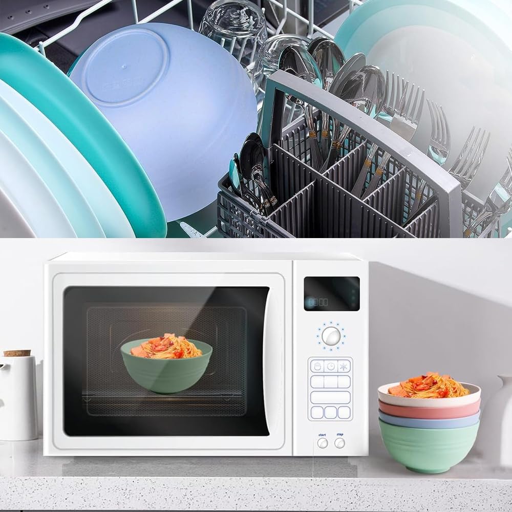 YunBey Ciotola Colazione 5 Pezzi Ciotola Insalata Grande in Plastica Riutilizzabile e Infrangibile Bowl Colazione per Insalata Zuppa Cereali, per Bambini e Adulti