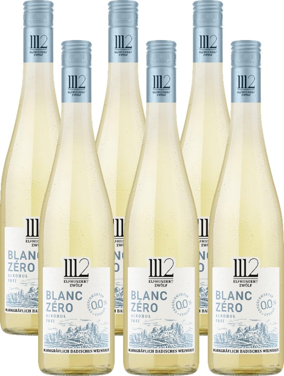 1112 Wein Zero 0,0% (6 x 0,75l) – Alkoholfreier Weißwein mit frischen Fruchtaromen
