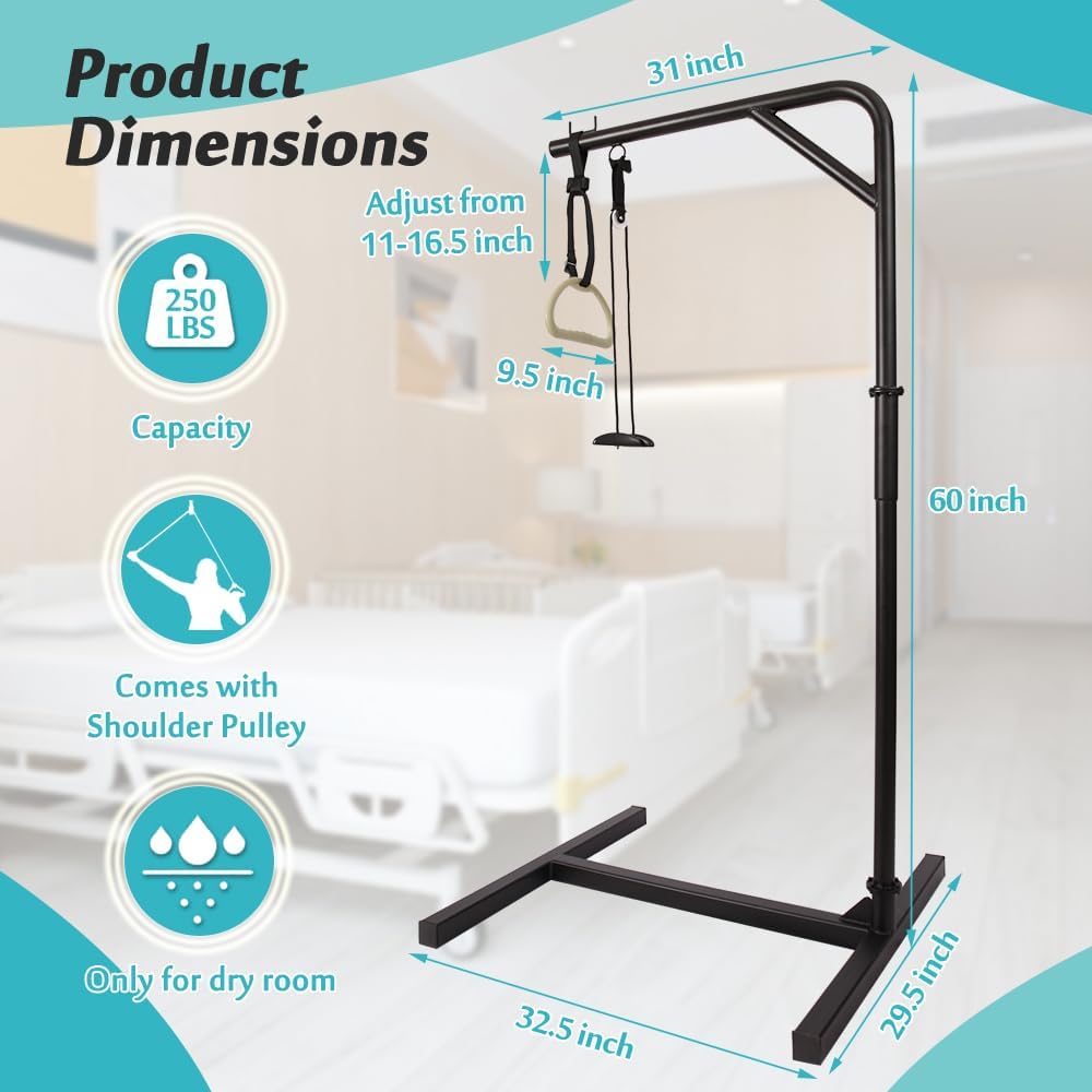 Trapeze Bar for Bed Mobility | Bed Lift for Elderly Disabled Standing Frame, Medical Trapeze Bars for Bed Transfer Pole, Handicap Bed Rail Couch Stand Up Assist Bar