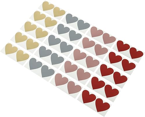 STOBOK 40 Sheets Scratch Coated Stickers Heart Shaped Stickers Heart Scratch Label Stationery Boxed Christmas Cards Round Labels Scratch Off