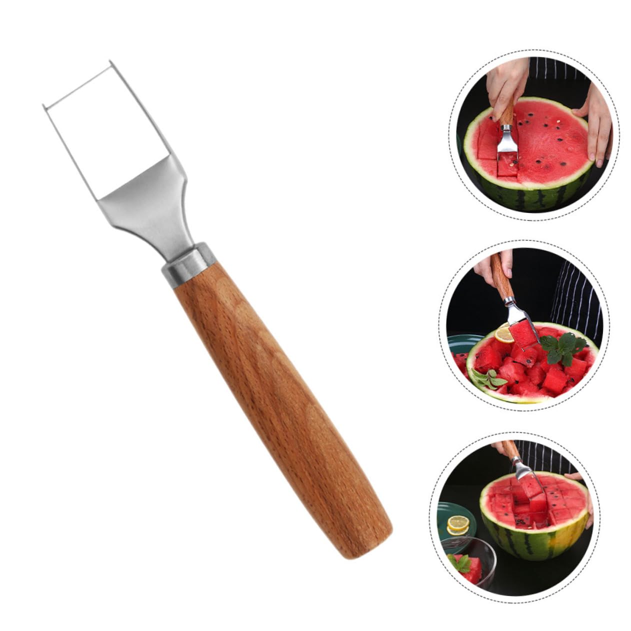 SOLUSTRE Stainless Steel Watermelon Cutter Tool Efficient Fruit Slicer with Handle for Easy Cutting for Home and Restaurant Use Watermelon Carving Gadget