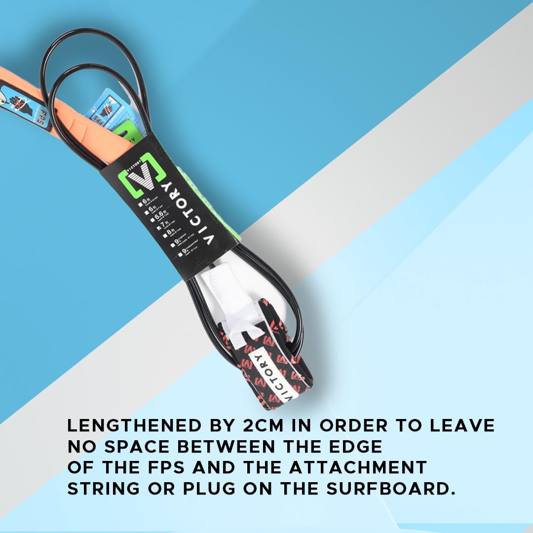 Victory Surf-School Guinzaglio nero – w/FPS, doppie girelle in acciaio inox, cinturino imbottito in neoprene, tasca per chiavi, protezione per binario staccabile, corda uratano – perfetto per