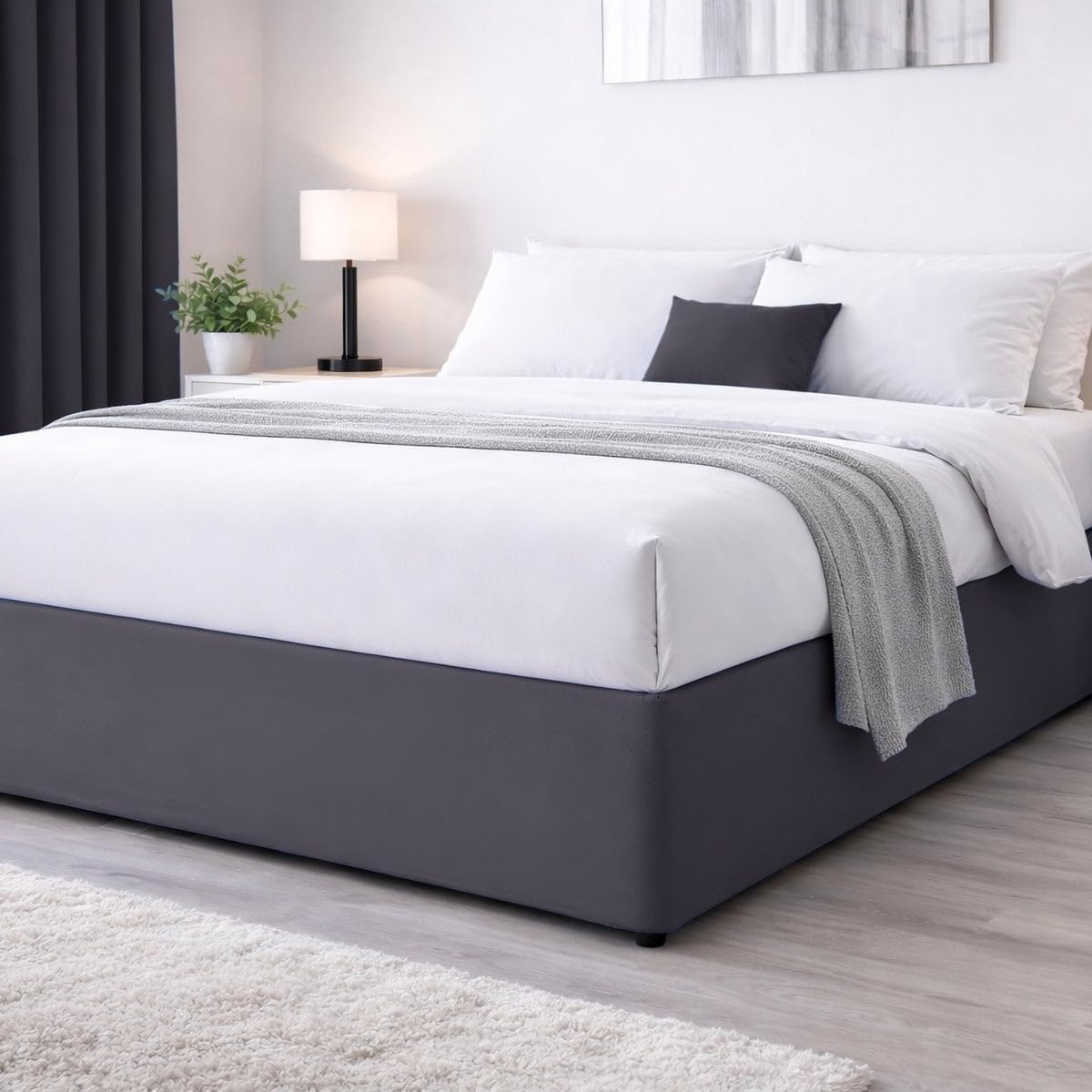 John Aird Elasticated Bed Valance Divan Base Cover Skirt (Grey, Small Double) โ image 1