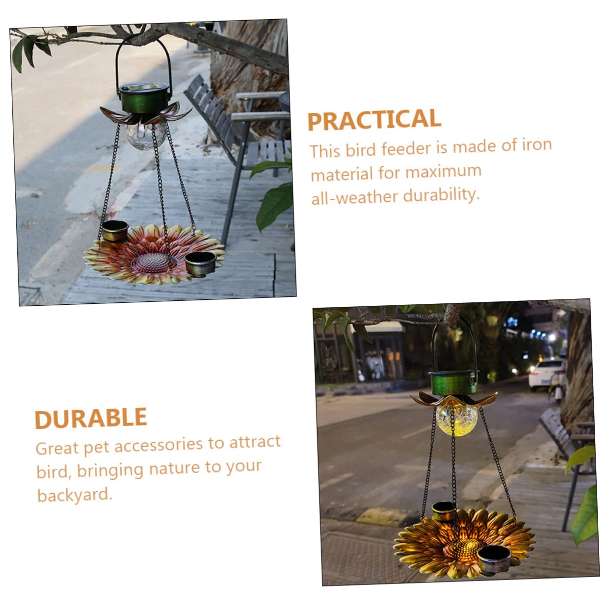 Toddmomy Solar Bird Feeder Kreativer Hängender Futterspender Solar-Laterne Für Garten Und Balkon Für Kleine Vögel Wie Kanarienvögel Und Papageien Wetterbeständig Automatischer