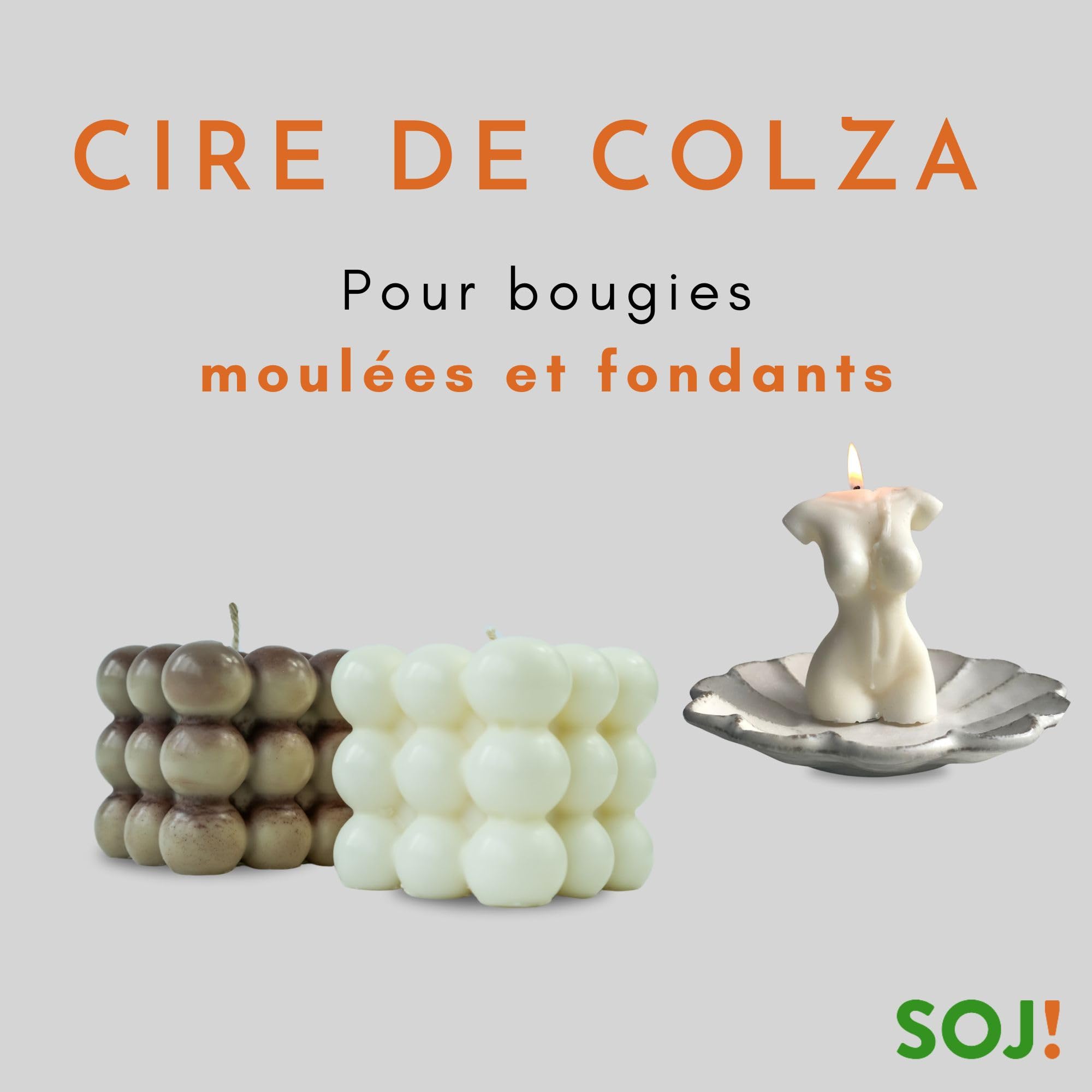 Cire de Colza sans OGM pour la fabrication de bougies moulées, cire à bougie (5KG)