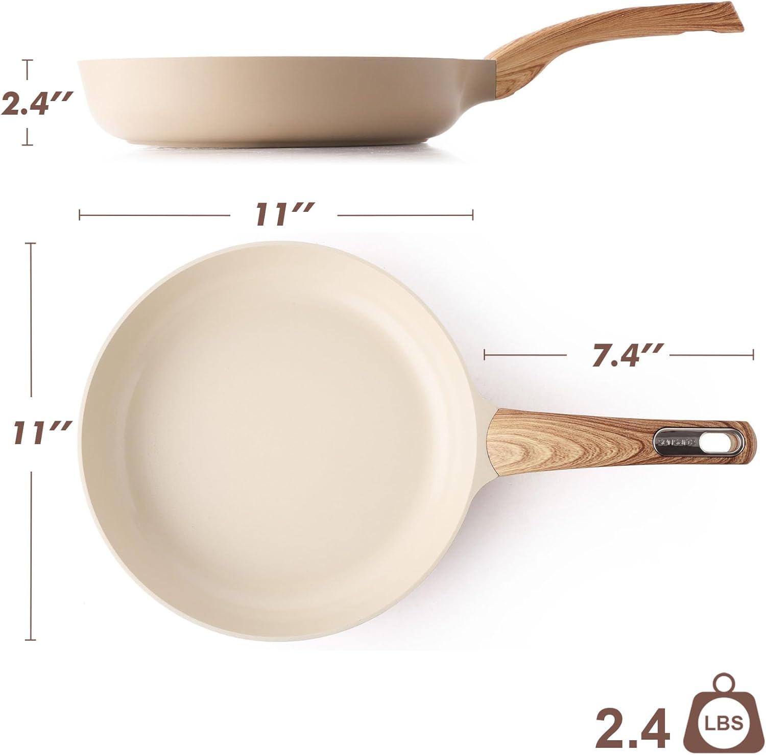 SENSARTE Nonstick Frying Pan Skillet, Egg pan, Omelette Pan, Healthy Cookware Chef's Pan, PFOA Free, 11 Inch, Taupe