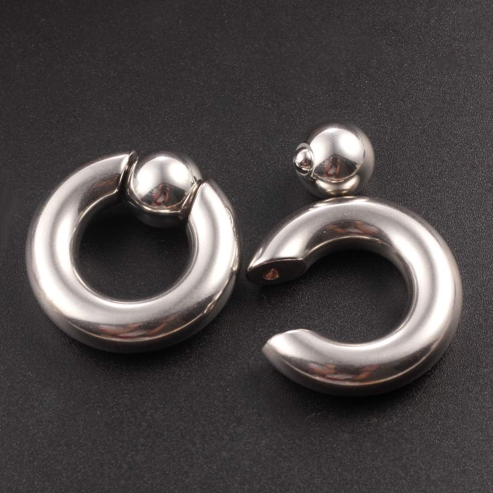 Casvort 2 PCS 316 Stainless Steel Piercing Captive Hoop Rings Tragus Ear Tunnels Ear Hanger Weight Ear Gauges Body Jewelry 2g-00g