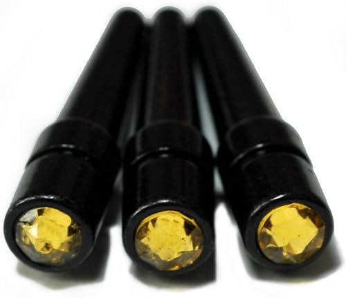 WE Games Juego de 3 clavijas de metal negro con cristales austriacos de Swarovski, color amarillo topacio claro