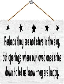 Perhaps They Are Not Stars In The Sky But Openings Where Are Loved Ones Shine Down To Let Us Kno Wall Decor For Living Room Bedroom, Rustic Wooden Farmhouse Wall Art Decor 8X8 Inch