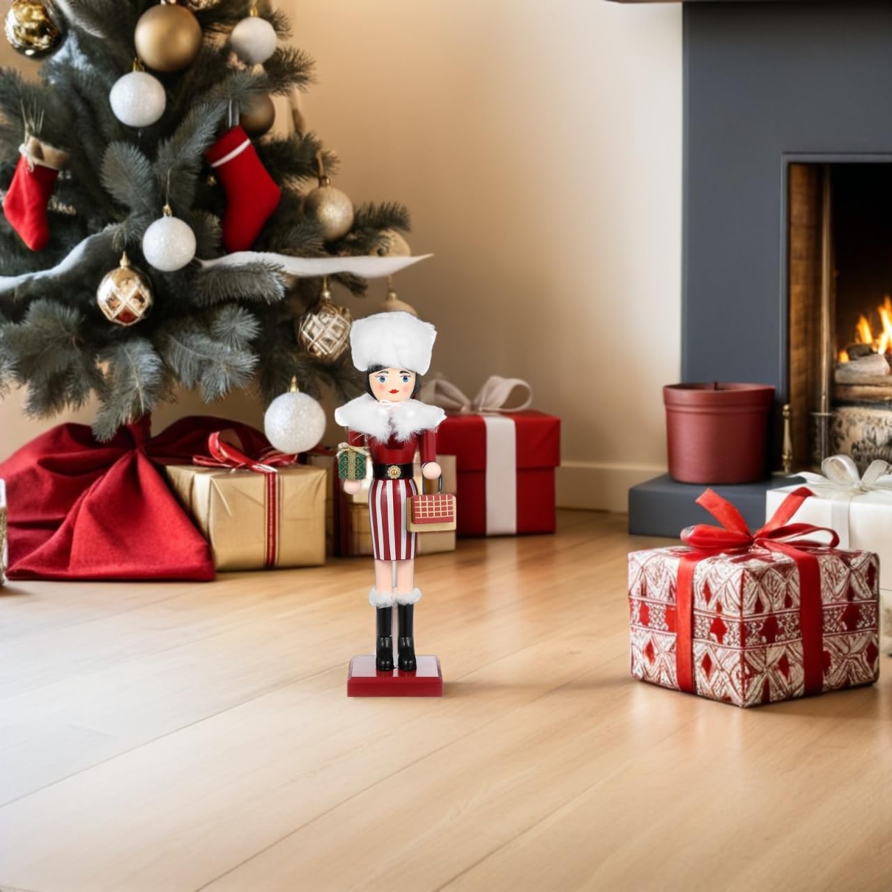 POPETPOP Casse Noisette Noel, Décoration Casse Noisette Geant Figurine, Fille de Noël pour Centre de Table et Décor de Fête