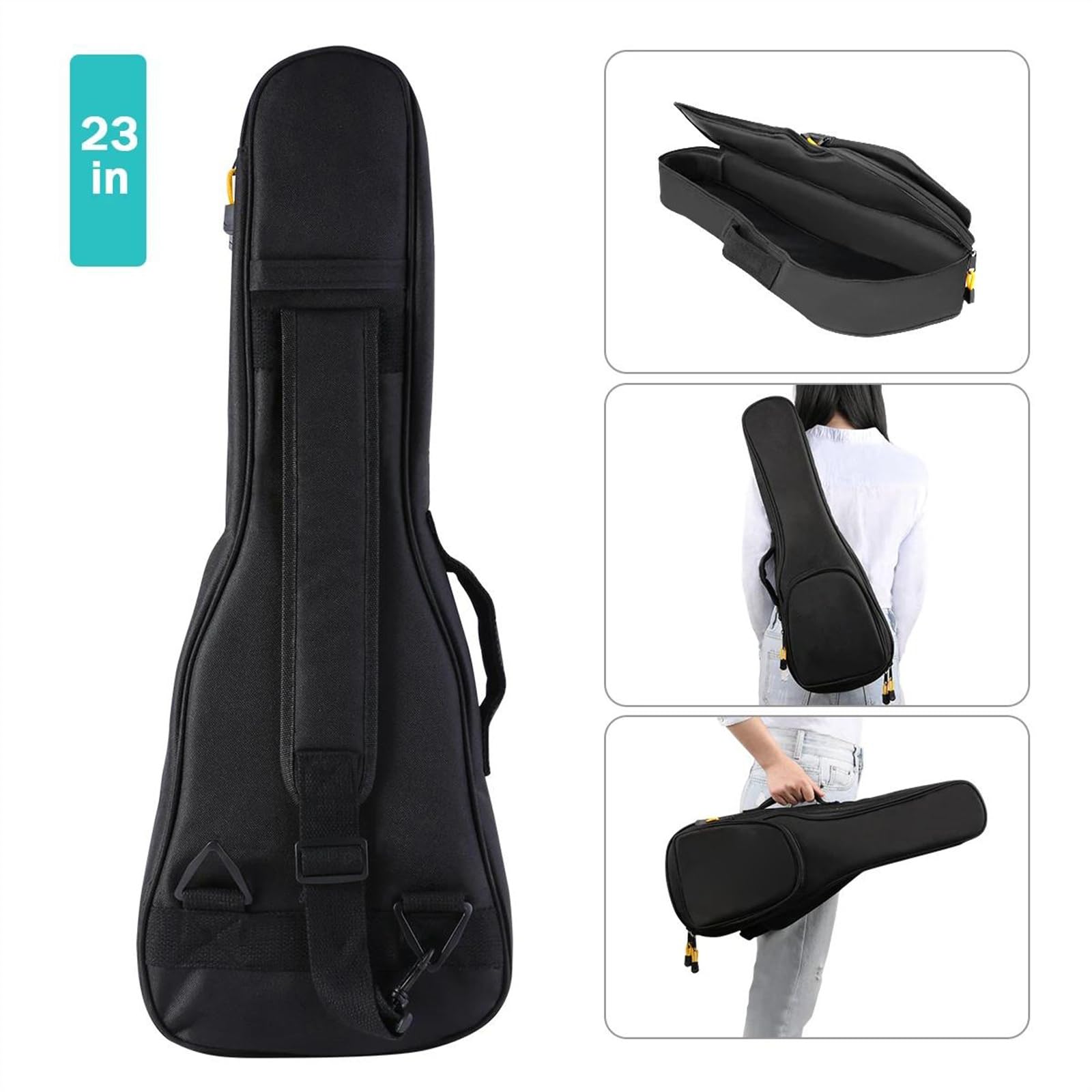 23-Zoll-Akustik-Konzert-Ukulele-Set, Mahagoni-Sperrholz-Ukelele Mit Tasche, Ukulele-Gurt, Ersatzsaiten Ukulele für Anfänger