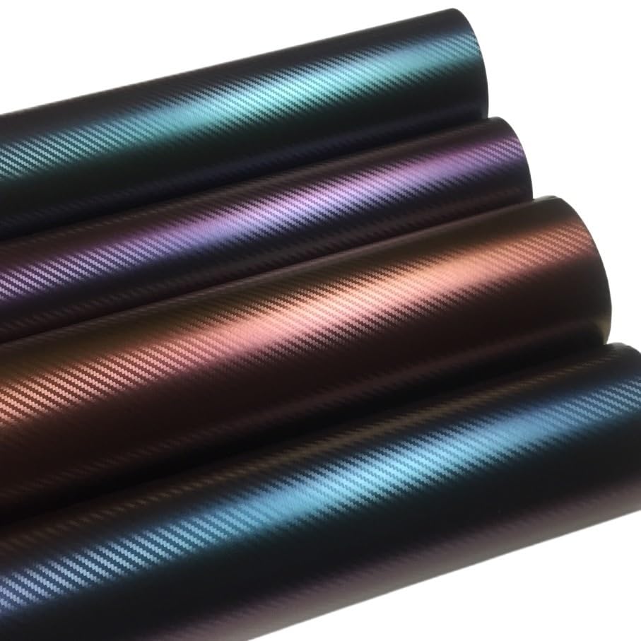 Autofolie Hochwertige Blaue bis Violette Chamäleon-Carbonfaser-Vinylfolienrolle(Plain Purpleblue,30CM X 152CM)