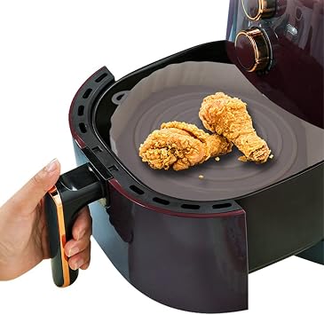 Air Fryer Silicone Pot Square Liners, Silicone Air Fryer Liner Reusable Oven Microwave Baking BBQ Fryer Pans Pot Basket Mat Kitchen Tool for Baking Roasting Microwave Frying Pan
