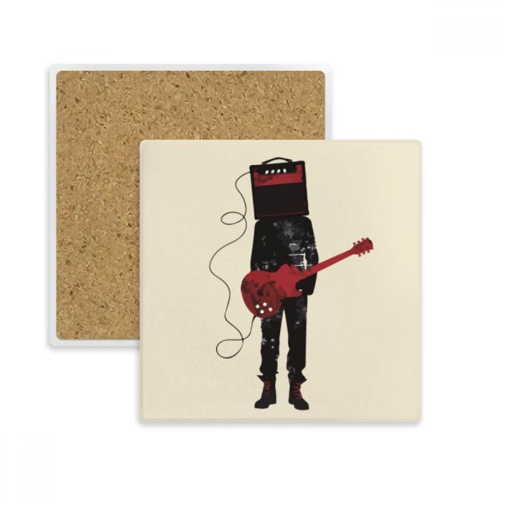 Porte-tasse guitare crazy man absorbant en pierre avec motif artistique multicolore