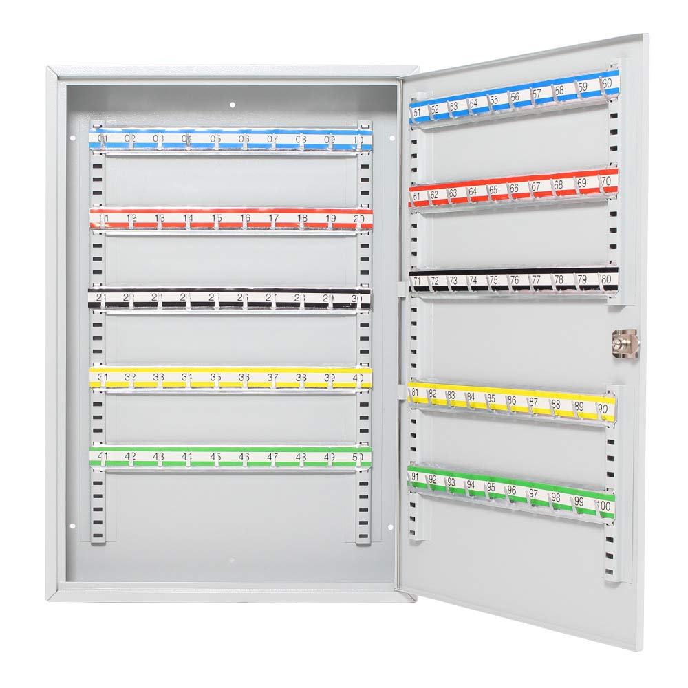Rottner 1508 S100 Armoire à clés avec Crochets réglables pour 100 clés Gris Clair