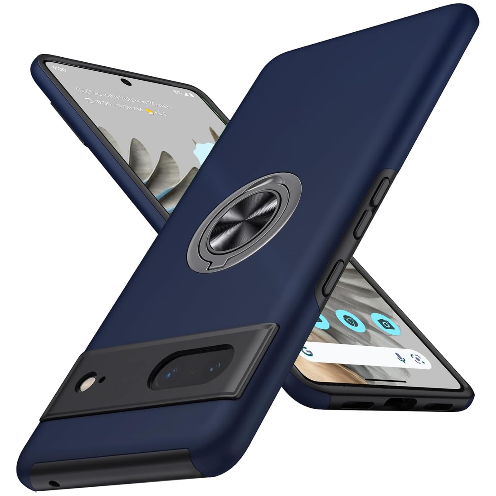 AIOVETEAB Cover per Google Pixel 7, Custodia Antiurto Militare Supporto Anello Robusta TPU Silicone Bumper Case Custodie per Pixel 7, Blu