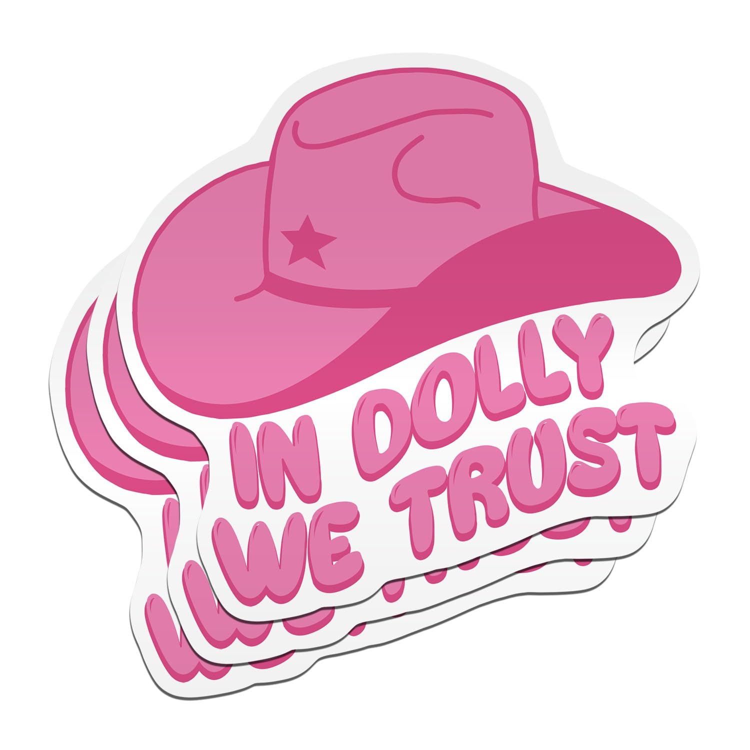 (3PCS) Hot Pink Sticker In Dolly We Trust Stickers Cowboy Cowgirl, Country Die-Cut Waterproof Vinyl Sticker for Water Bottle Tumbler Phone Case Laptop